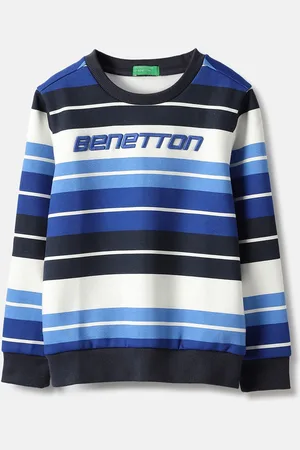 Benetton Boys Striped Round Neck Cotton Pullover Ribbed Sweatshirt