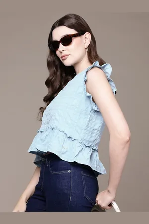 Nautica Pure Cotton Checked Tops with Ruffles