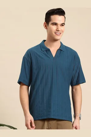 Mast & Harbour Self-Design Polo Collar Drop-Shoulder Sleeves T-shirt