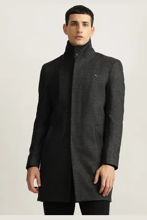 ICONIC Men Checked Stand Collar Overcoat