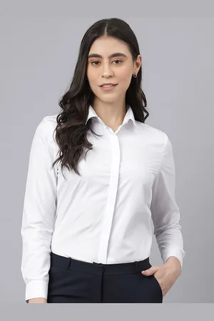 English Navy Women Slim Fit Opaque Formal Shirt