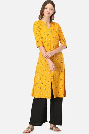Biyu Geometric Printed Mandarin Collar Pure Cotton A-Line Kurta