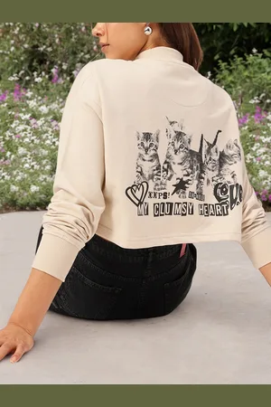 DressBerry Cat Woman Boxy Crop Sweatshirt