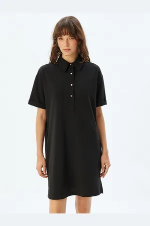 Koton Women Shirt Collar T-shirt Above Knee Dress