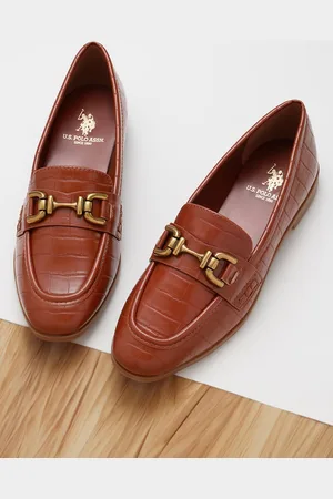 U.S. Polo Assn. LUNA Women PU Textured Slip-On Loafers With Buckles