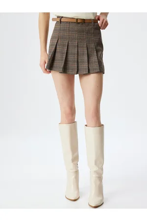 Koton Women Abstract Printed Accordion Pleats Mini Skirts