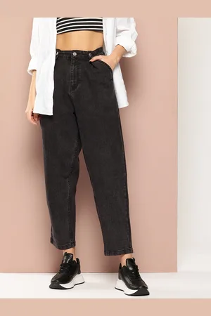 HARVARD Women Pleated Baggy Jeans