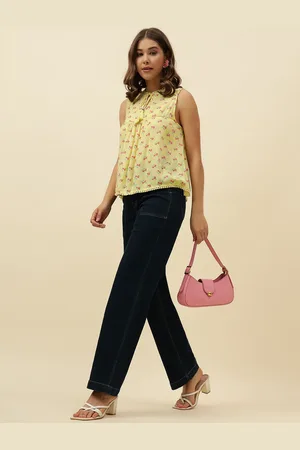 BEATNIK Women Self Design Floral Printed Cotton Tie-Ups A-LineTop