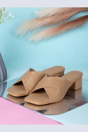 LOUIS STITCH Women PU Square Toe Blocked Heel Sandal