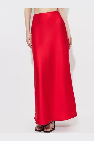LULU & SKY Women A-Line Satin Maxi Skirt