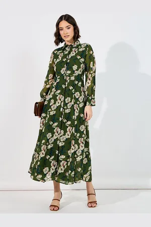 Styli Women Floral Printed Fit and Flare Midi Dress