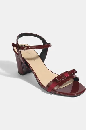 LEMON & PEPPER Women PU Block Heel Sandals With Bows