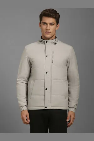 Louis Philippe Men Mock Collar Solid Casual Padded Jacket