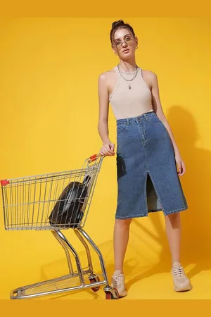 Belliskey Straight Denim Midi Skirt