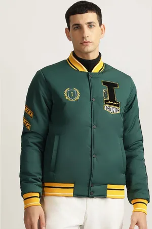 ICONIC Men Typography Embroidered Varsity Jacket