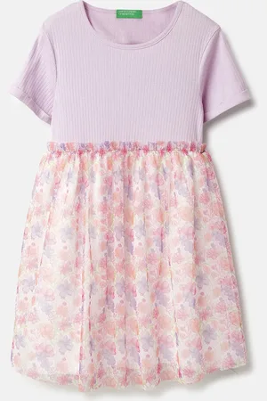 Benetton Girls Floral Print Fit & Flare Dress