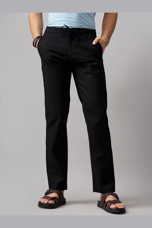 PAUL STREET Men Striped Relaxed Straight Fit Trousers
