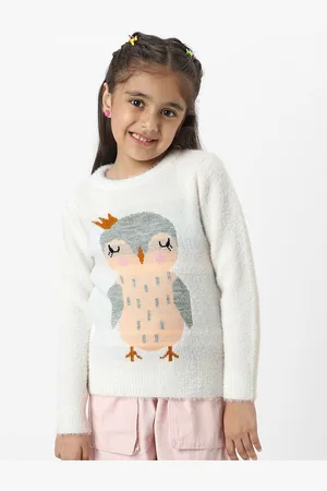 Nauti Nati Girls Self Design Full Sleeves Sweater