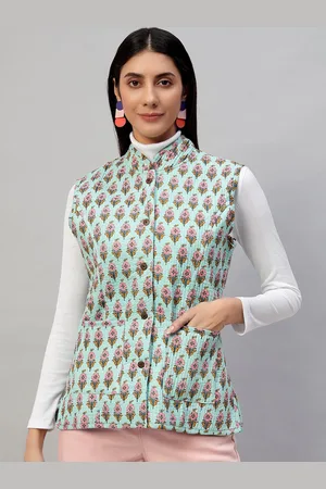 HANDICRAFT PALACE Women Reversible Floral Printed Quilted Sleeveless Jacket