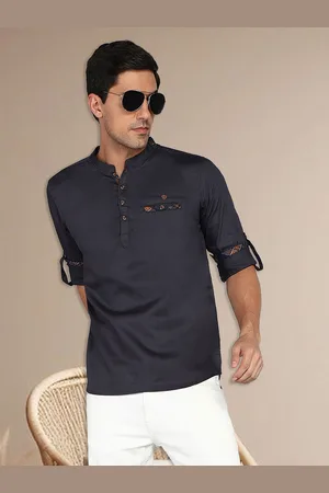 Kuons Avenue Mandarin Collar Cotton Straight Kurta
