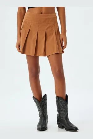 Koton Women Pleated A-Line Pure Cotton Mini Skirt