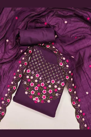 Mitera Women Embroidered Unstitched Dress Material