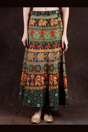 Exotic India Printed A-Line Midi Skirts