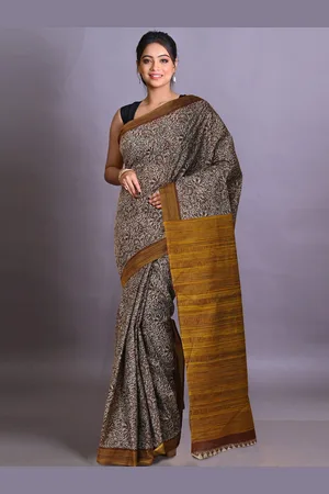 Unnati Silks Paisley Pure Cotton Handloom Block Print Saree