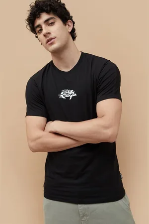 Bossini Men Printed Indigo Applique T-shirt