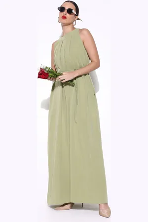 SHOWOFF Women Halter Neck Fit & Flare Maxi Dress