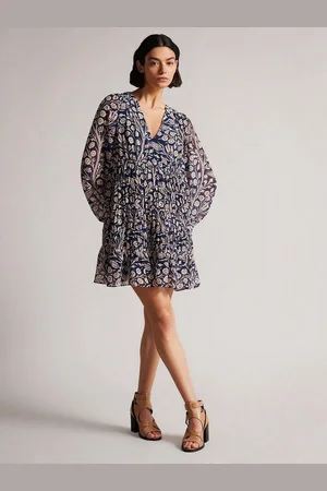 Roadster The Lifestyle Co Floral Printed Balloon Sleeve A-Line Mini Dresses