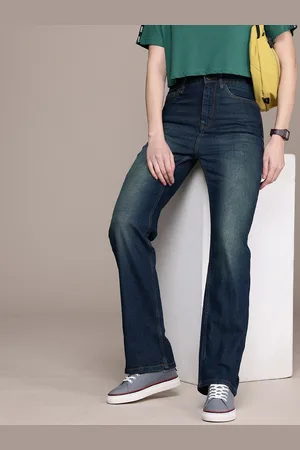 Roadster The Life Co. Women Straight Fit High-Rise Heavy Fade Stretchable Jeans