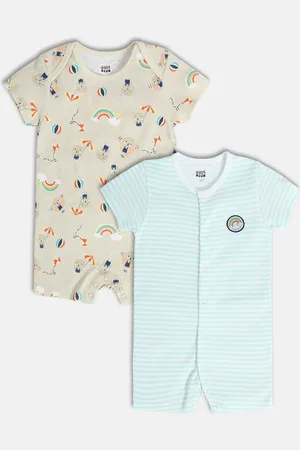 MINI KLUB Infants Boys Pack Of 2 Printed Cotton Rompers