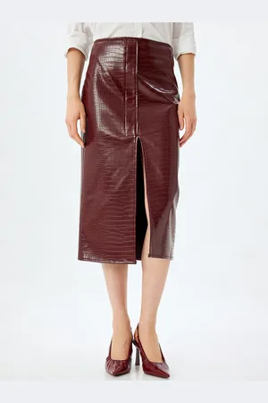 Koton Women Front Slit Straight Midi Skirts