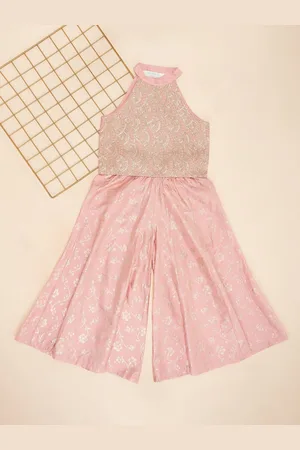 Pantaloons Girls Embroidered Top With Palazzos Clothing Set