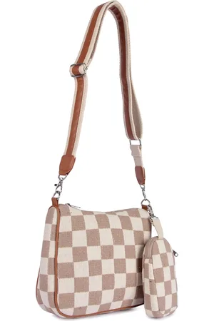 Mast & Harbour Women Checked Structured Sling Bag With Pouch
