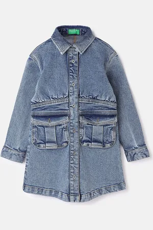 Benetton Girls Cotton Long Sleeves Shirt Dress