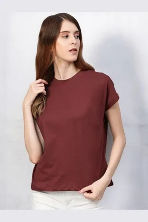 Guti Women Pure Cotton Cut Outs Boxy T-shirt