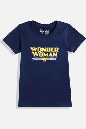 Eteenz Girls Wonder Woman Printed Pure Cotton T-shirt