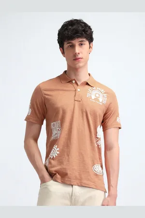 Flying Machine Men Graphic Printed Polo Collar Cotton Regular Fit T-shirt