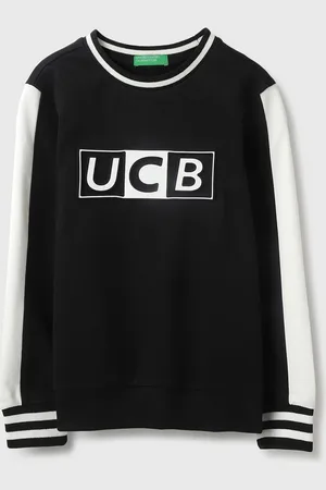 Benetton Boys Typography Printed Round Neck Cotton Pullover Sweatshirt