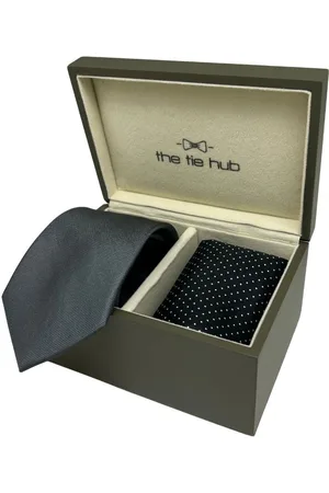 The Tie Hub Men Accessory Gift Set of Silk Polka Dot Printed Necktie with Cufflinks
