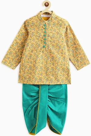 Campana Boys Paisley Printed Regular Straight Kurta with Dhoti Pants