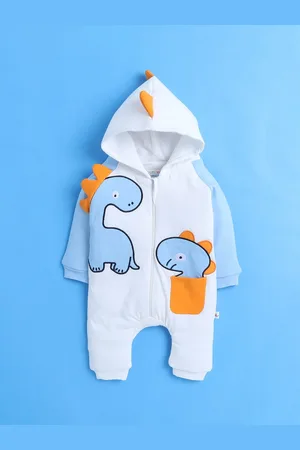 BUMZEE Infant Boys Animal Graphic Printed Hooded Romper