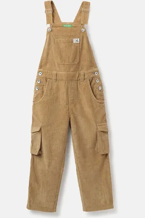 Benetton Boys Regular Fit Solid Cotton Dungaree