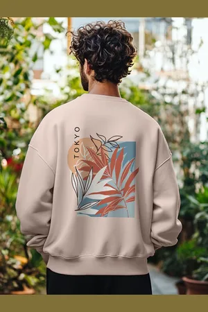 NOBERO Men Oversized Printed Pullover Sweatshirt