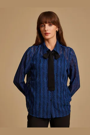 Kazo Women Spread Collar Textured Casual Shirt