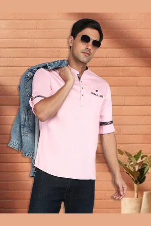 Kuons Avenue Mandarin Collar Cotton Straight Kurta