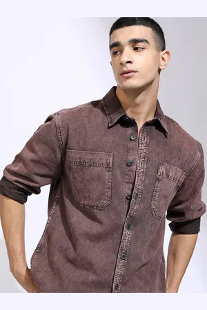 Highlander Men Burgandy Double Utility Pocket Shirt