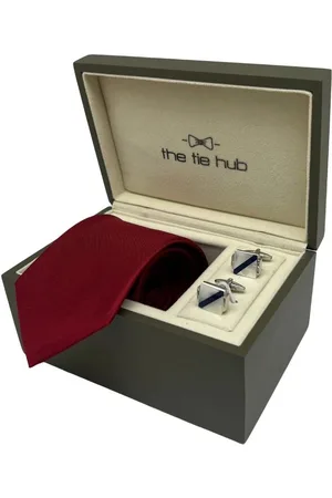 The Tie Hub Men Accessory Gift Set of Silk Necktie with Cufflinks